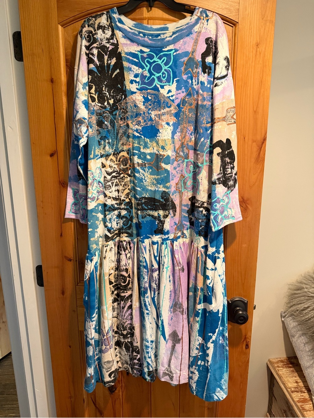 Hand Painted Vintage 90s VC Torias Art to Wear Midi Dress